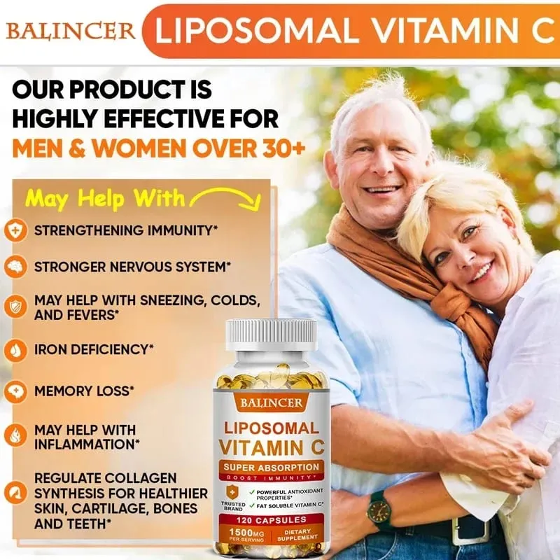 Liposomal C-vitamin 1500mg højabsorption C-vitamin immunsystem og kollagen Højpotens fedtopløselig ascorbinsyretilskud — image 6
