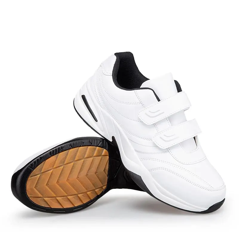 Men's Adjustable Hook And Loop Leather Sneakers Pure Black Casual Sports Shoes Big Size 47 48 Elderly Walking Shoes — image 8