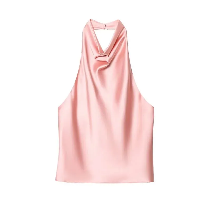 Satin Halter Tops for Women off Shoulder Backless Tops Woman 2026 Sexy Strapless Women's Tops Camisole Beach Top Female — image 13