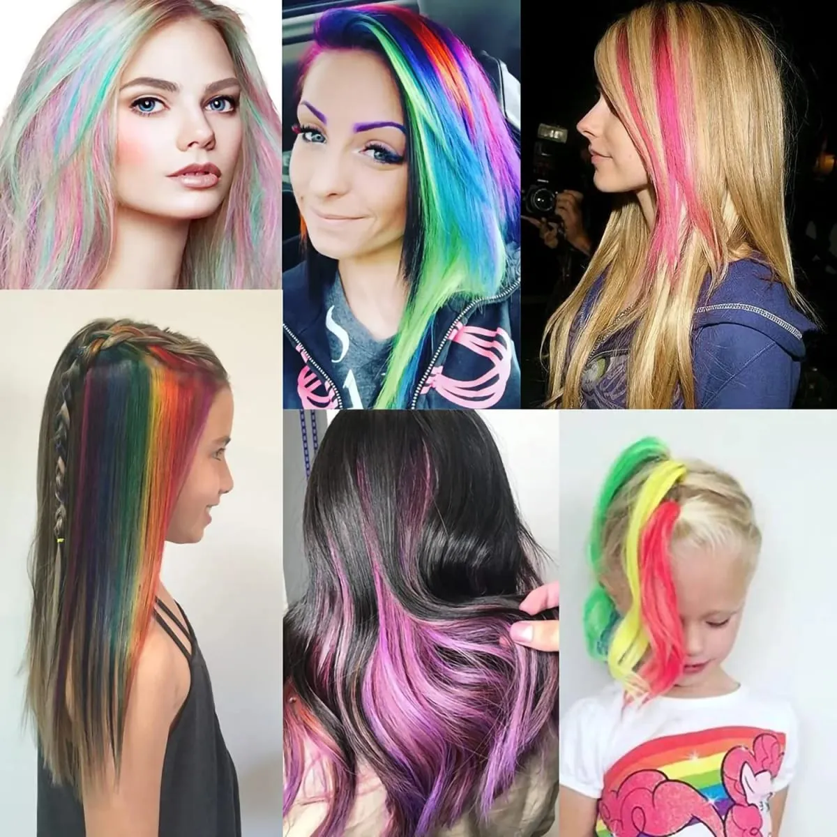 20 Inch Glow in the Dark Hair Extensions Clip Luminous Colored Hairpieces Party Rainbow Hair Clips Synthetic Straight Wig — image 3