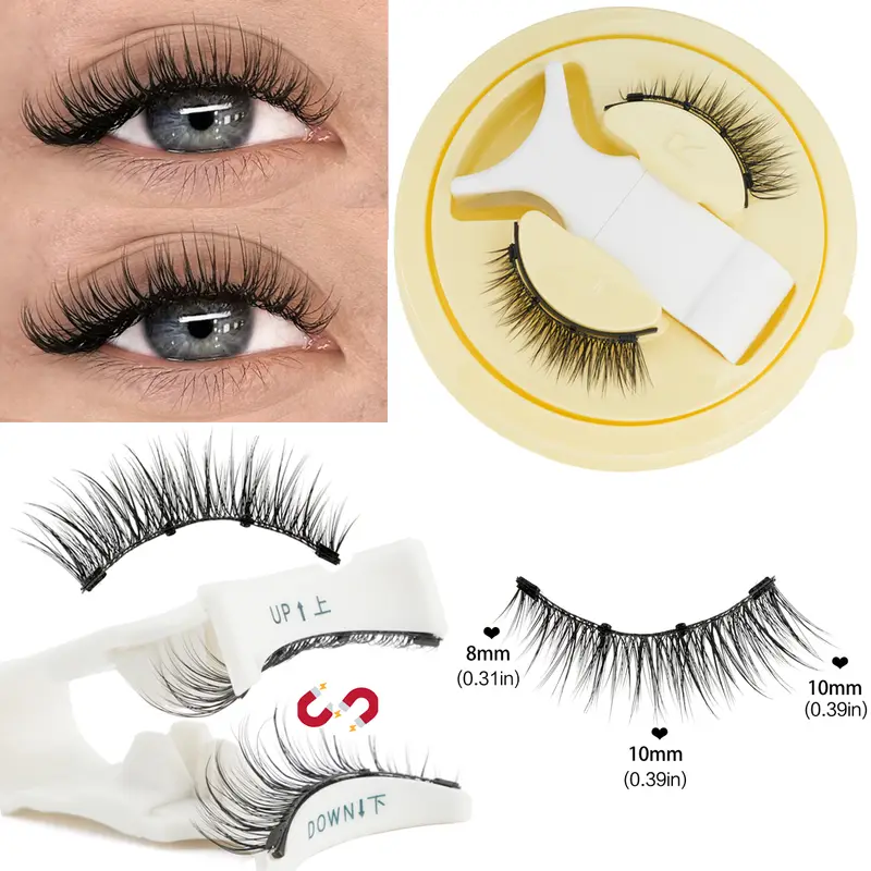 1 Pair New Magnetic Eyelashes Set With Tweezers Makeup Natural Light Eyelash Extension Tools Reusable False Eye Lashes — image 2
