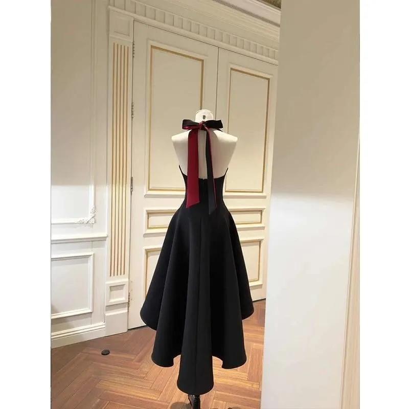 France Elegant Black Patchwork Long Strap Dress Sleeveless Party Style Women Gentle Y2k Vintage Bodycon Spring Summer 2026 — image 2