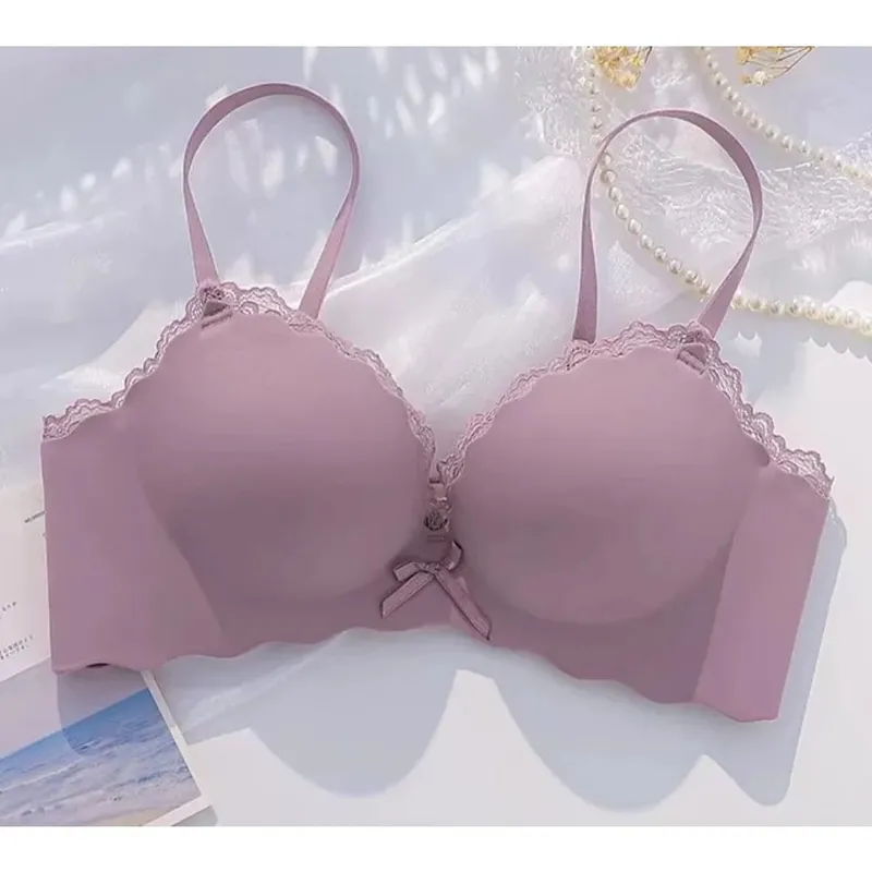 AA Cup Padded Push‑up Bra Panty Set Wireless Seamless One‑piece Lingerie Suit for Small Flat Chest Soft Daily Casual Underwear