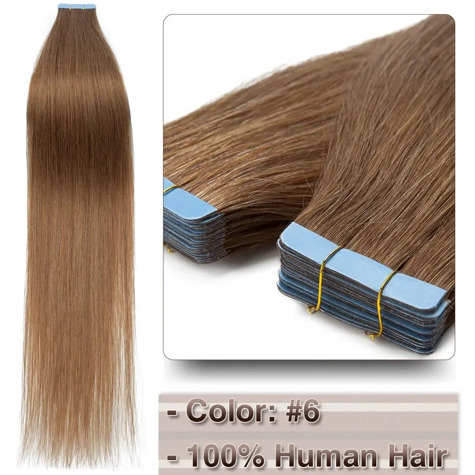 Double Stitched Tape in Human Hair Extensions Straight Invisible Seamless Skin Weft Tape In Hair Extensions For Women