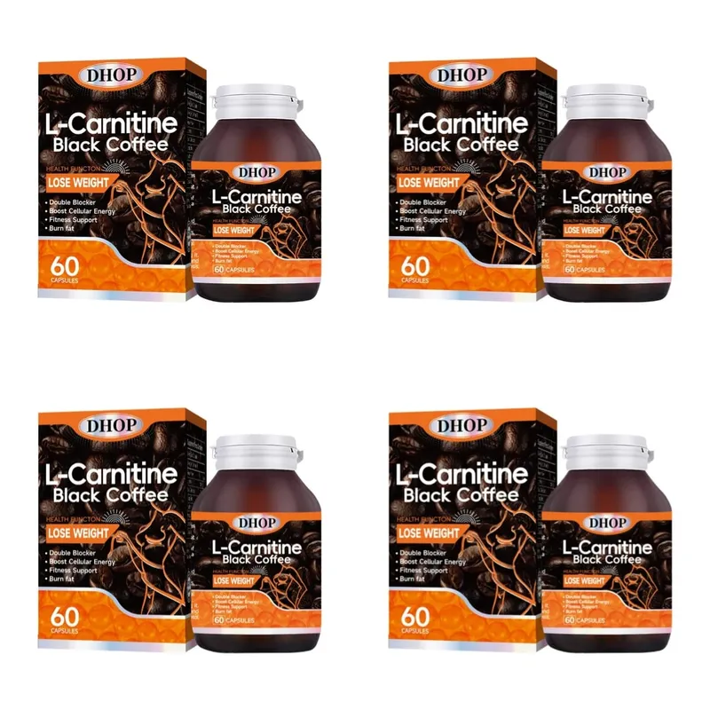 L-Carnitine Black Coffee Capsules - Weight Management & Fat Metabolism Support Cellular Energy Booster Fitness 60 Capsules