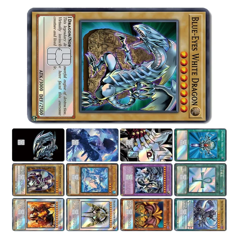 Magic Shark Yo-gi-oh Blue Eyes Dragon Game Shinny Holographic Laser Debit Credit Card Sticker Film Skin Front Cover — image 1