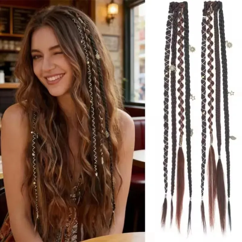 LM Bohemian Style Fried Dough Twists Braid Hairpiece Female Wig Braid BB Clip Style Boxing Braid for Women Festival Rave Styling — image 10