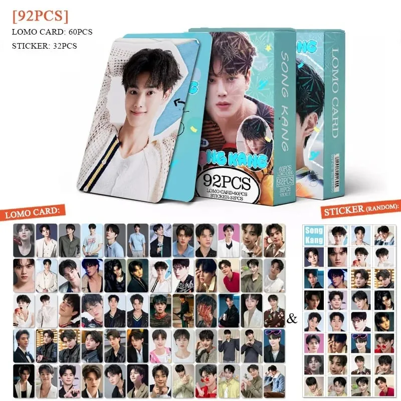 92Pcs/Set Song Kang Lomo Cards 60PCS HD Photo Cards + 32PCS Mini Stickers Korean Actor Photocards for Fans Collection — image 1