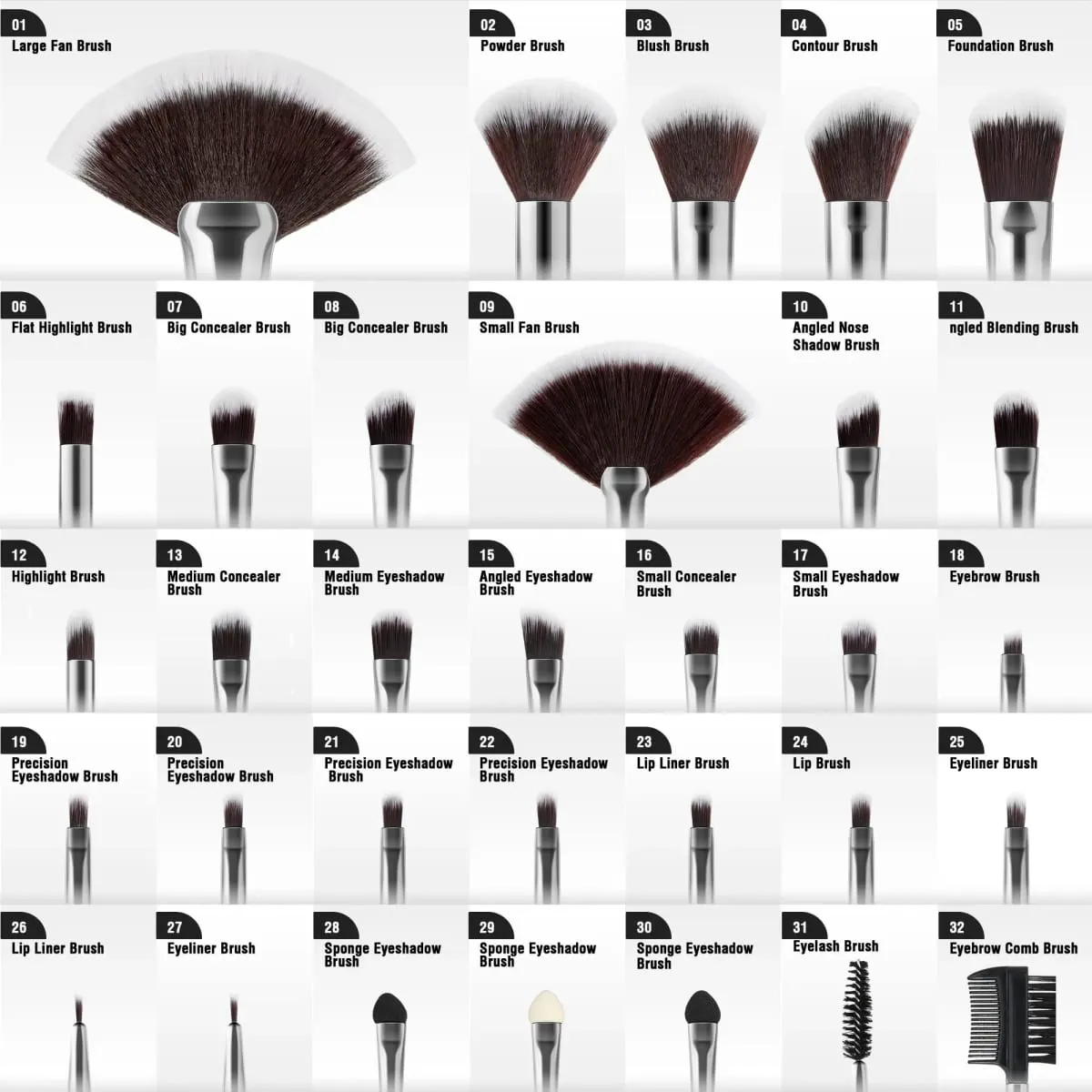 32Pc Makeup Brush Set Cosmetic Tools for Powder Eye Shadow Foundation Blush Blending Beauty Makeup Brush Kit for Makeup Starters
