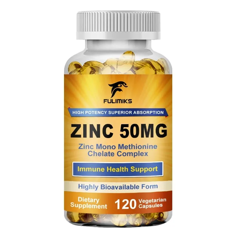 Premium Pure Zinc Capsules 50 mg Supplement High Absorption Boosts Immune Antioxidant Skin Cognitive Health