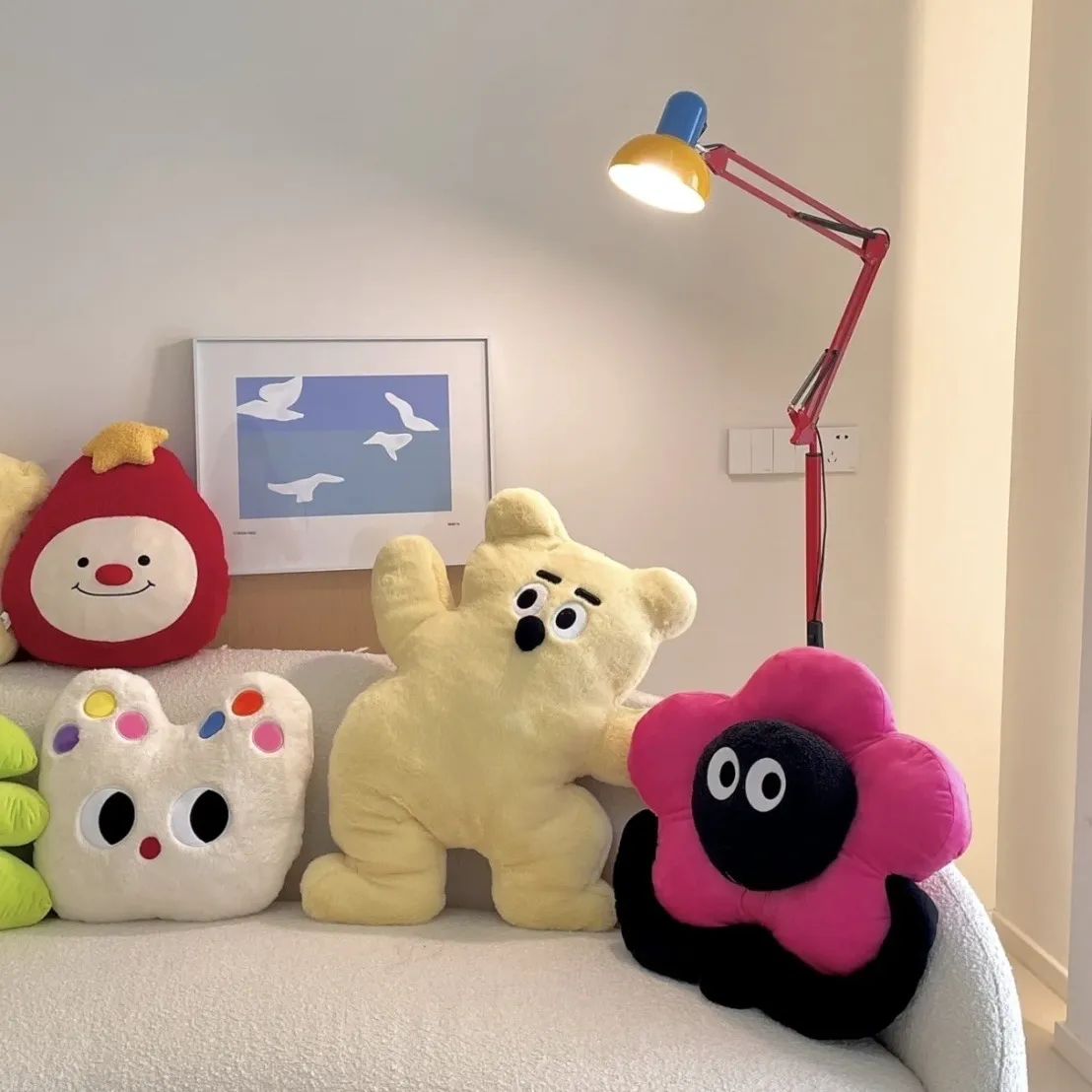 Dekorasi Sofa Bantal Bunga Girly Selebriti Bantal Beruang Kucing Lucu Boneka Hewan Mainan Mewah Kelinci Lingkaran Bunga Pelangi Natal — image 4