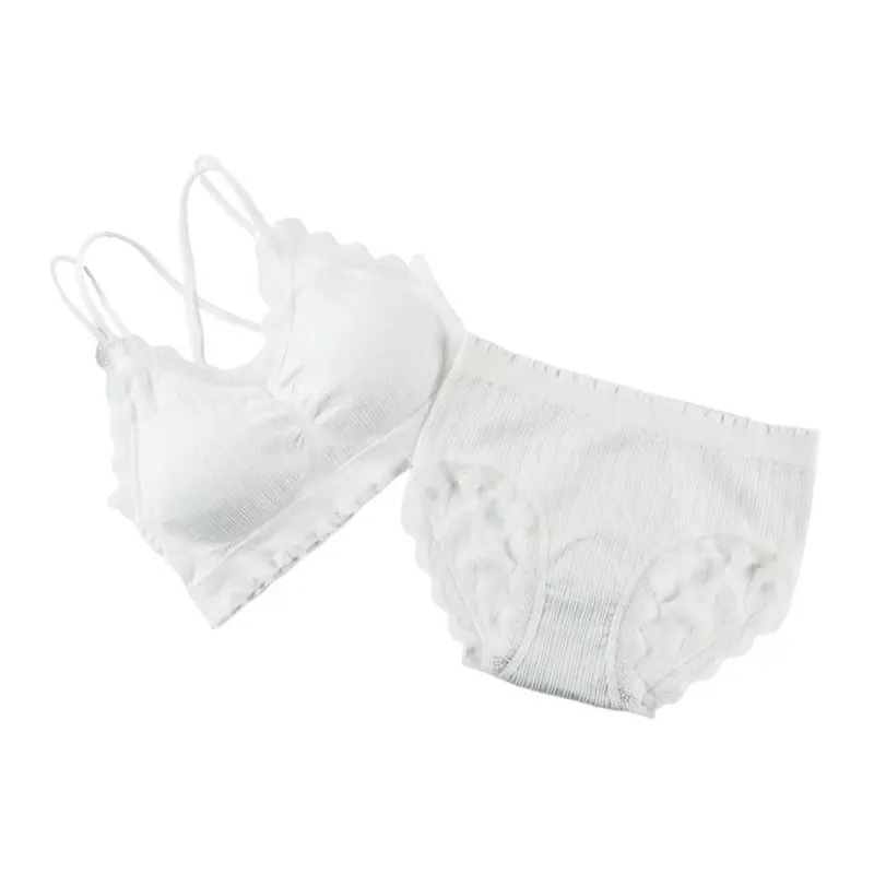 1Set Casual Lace Women Seamless Bra Set V-Neck Breathable Lingerie Set Comfortable with Bra Pads Underwear Set — image 9