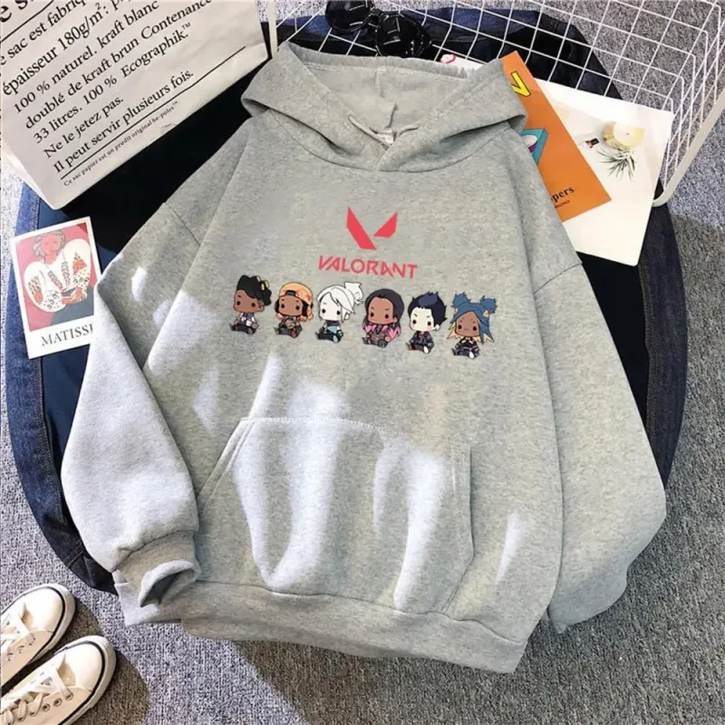 Valorant Anime 2D Print Ανδρικό βαμβακερό φούτερ με κουκούλα casual oversized πουλόβερ Δημοφιλές streetwear fashion φούτερ Trend Ανδρικά ρούχα — image 2