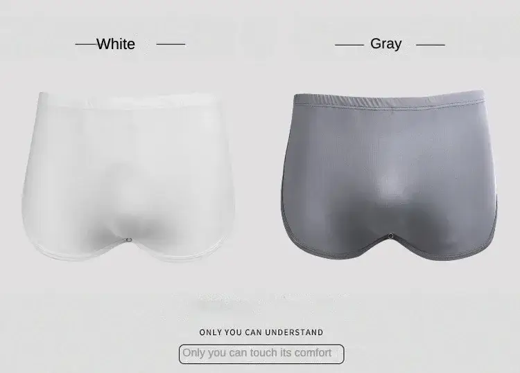 Men's Ice Silk Boxer Shorts Low Waist Breathable Underwear with Detachable Inner Lining Moisture Wicking Summer Panties