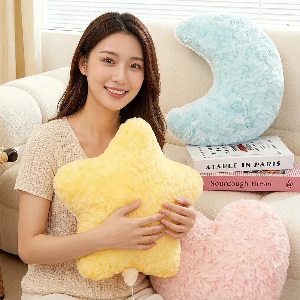 Colorful Sky Pillow Stuffed Moon Star Heart Plush Cushion Sofa Chair Back Support Plushie Decoration Gift — image 2