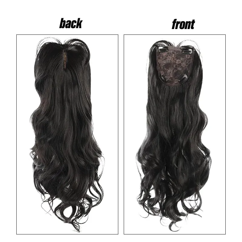 Voluminous Curly Synthetic Fiber Wig Topper – No Cap Needed BB Clips Secure Add Length & Body for Commute or Events — image 6