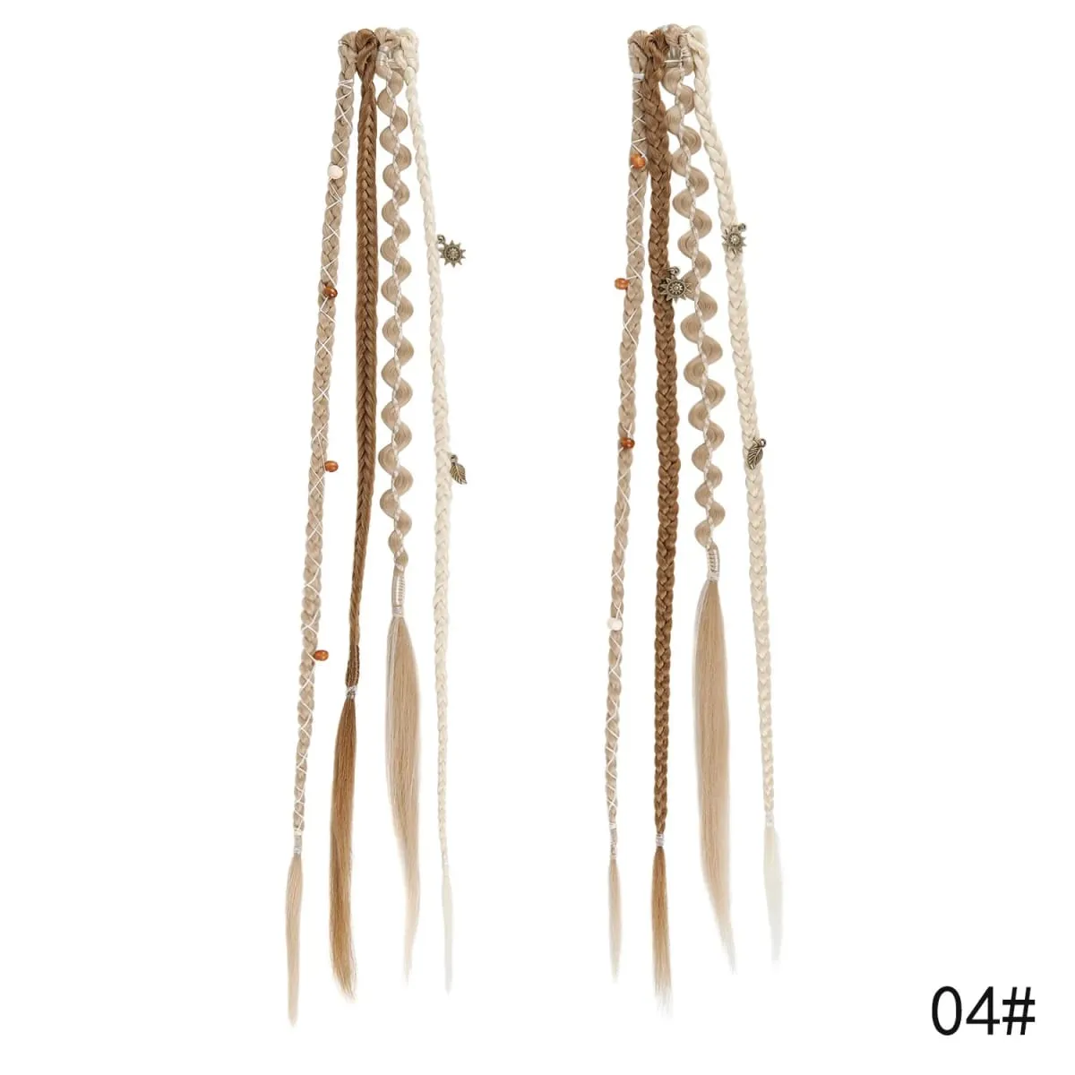 2Pcs Clip in Braided Hair Extensions for Women 16/20 Inch Handmade Synthetic Boho Clip in Braid Hairpieces with Beads & Charms — image 11