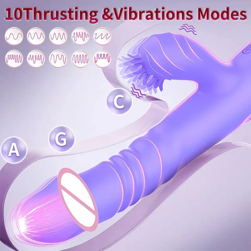 Tongue Licking Vibrator For Women G-Spot Clitoral Stimulation Adult Sex Toy 10 Stretch Modes 10 Vibration Modes Thrusting Dildo — image 3
