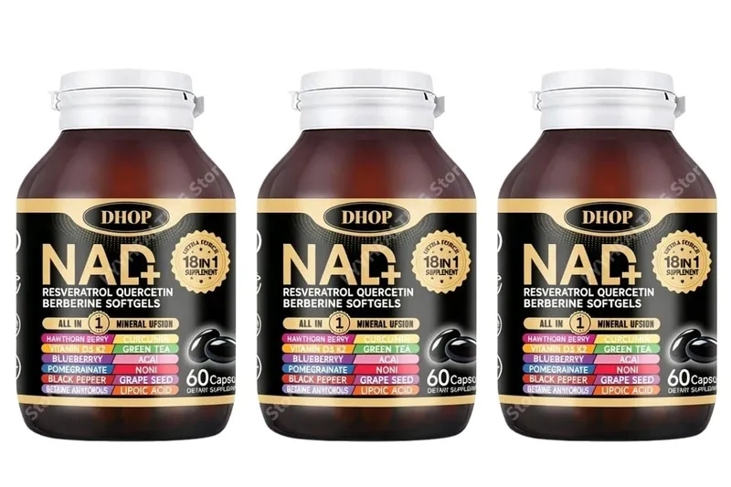 NAD+ Softgels with Resveratrol Quercetin Berberine Softgels 18-in-1 Supplement for Overall Health Support 60 Capsules