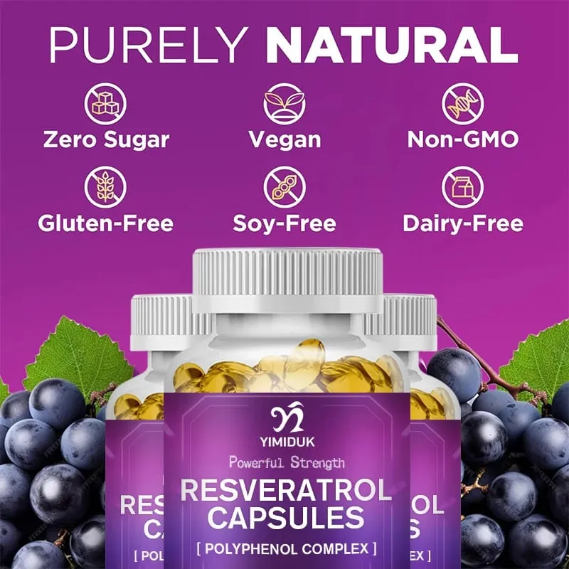 Resveratrol 1450mg Trans-Resveratrol Antioxidant Supplement Support Cardiovascular Digestive Joint Health & Immune System — image 6
