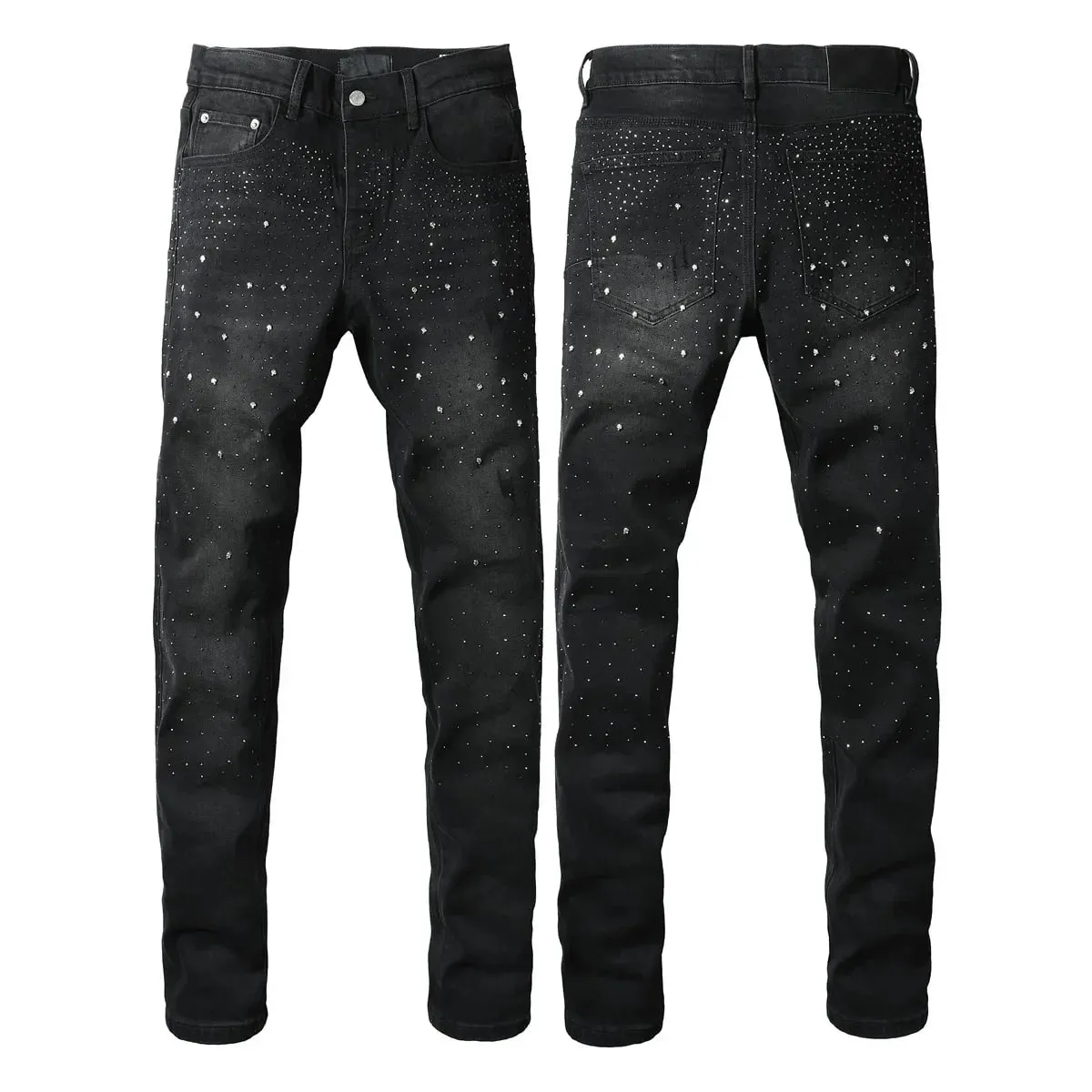 Men Jeans Fashion Americans High street Retro wash multiple styles graffiti print Low Rise Hole Patch Elastic Skinny Jeans pants — image 13