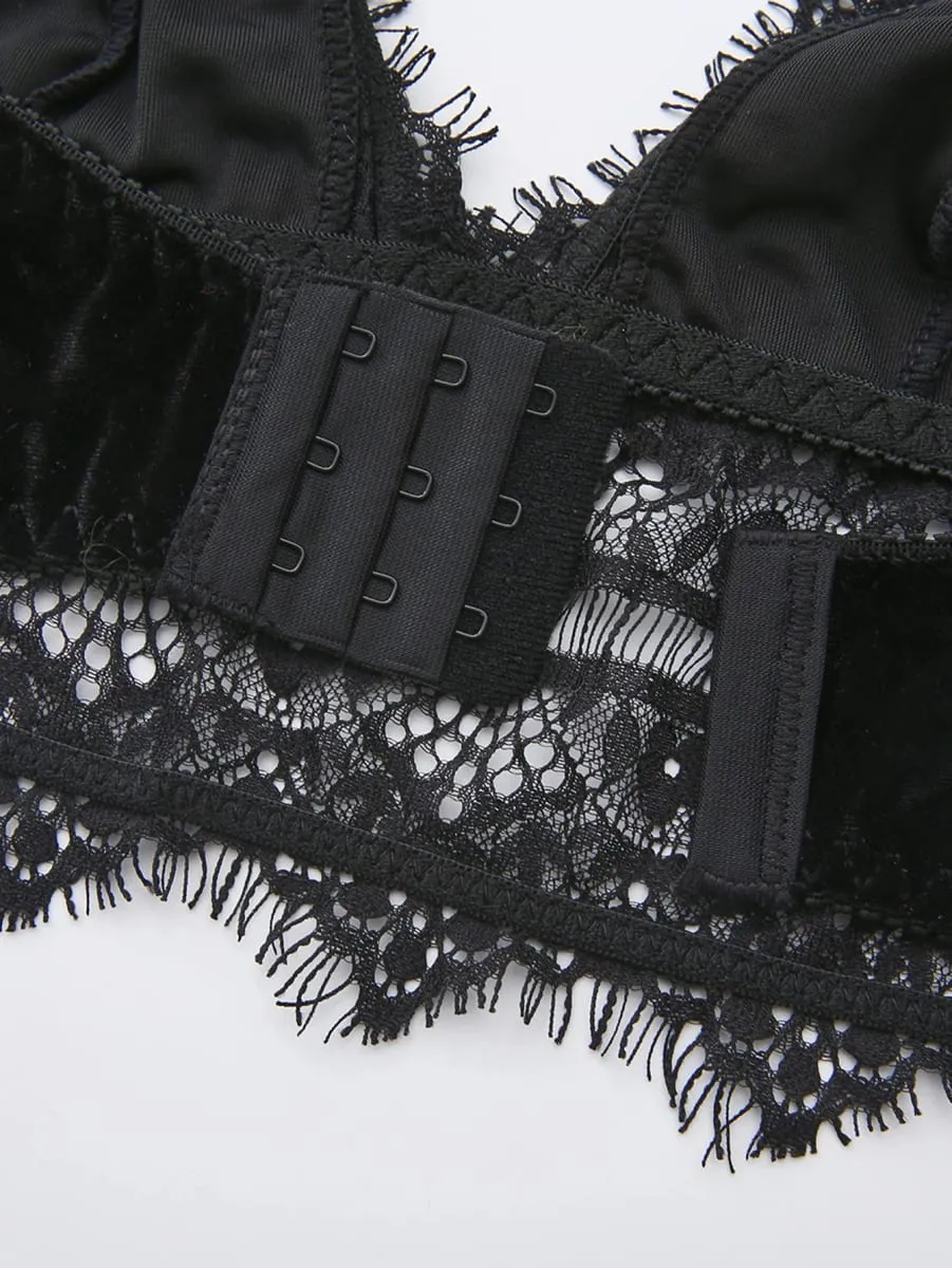 Women's Black Lace Lingerie Set Gothic Dark Style Cross Pendant Bra And Panty Set for Adult Size — image 5