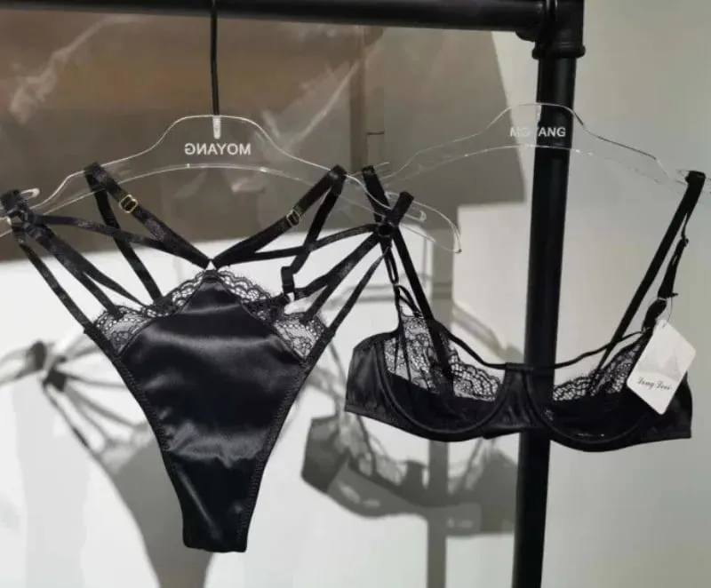 Ultra Thin Sexy Push Up Bra Set Lingerie See Through Satin Temptation Seductive Bra and Panty Set Underwear Bralette Lenceria — image 2