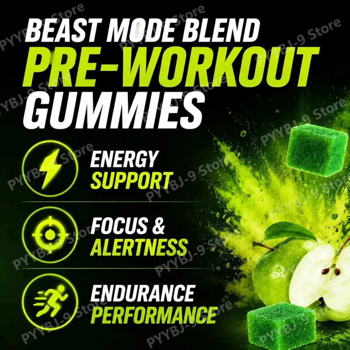 Docteat Beast Mode Blend Pre Workout Gummies Energy Focus & Endurance Support for Strength Training & Active Gym Days 70 Count