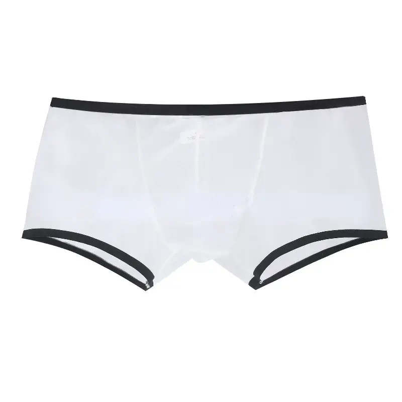 Homens ver através de cuecas boxer ultra-fino shorts u convexo bolsa cueca calcinha malha baixa ascensão transparente qucik-seco cuecas