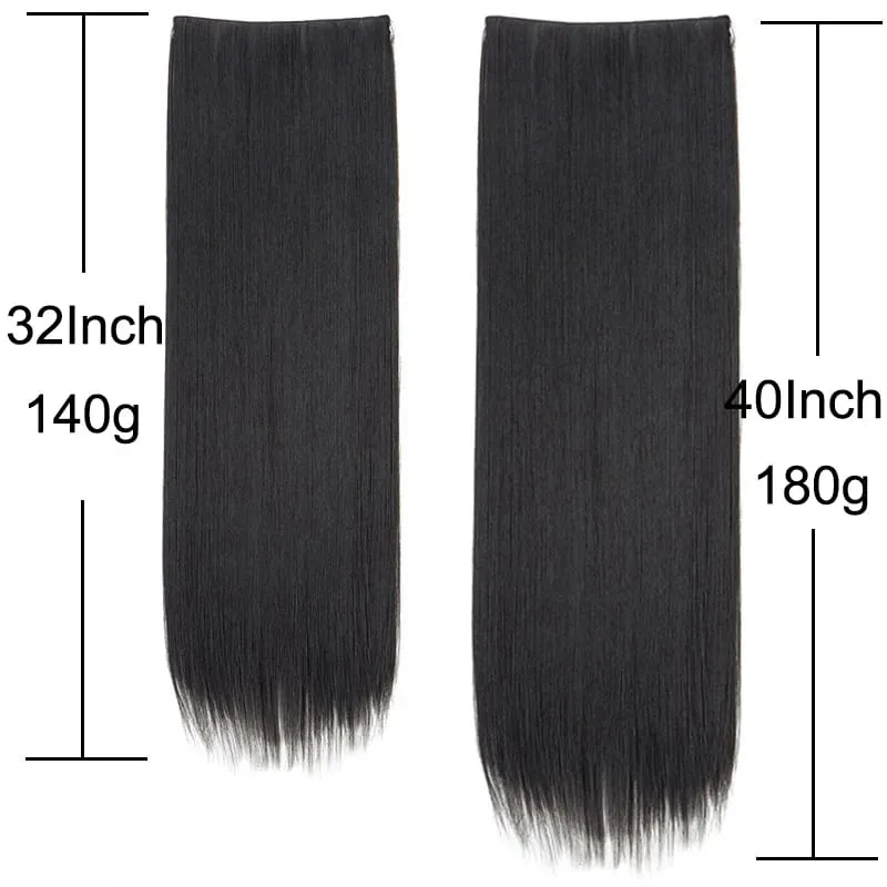 Synthetic 32Inch/40Inch Super Long Straight Clip In Hair Extensions Heat Resistant Hairpiece for Women Daily Party Use — image 4