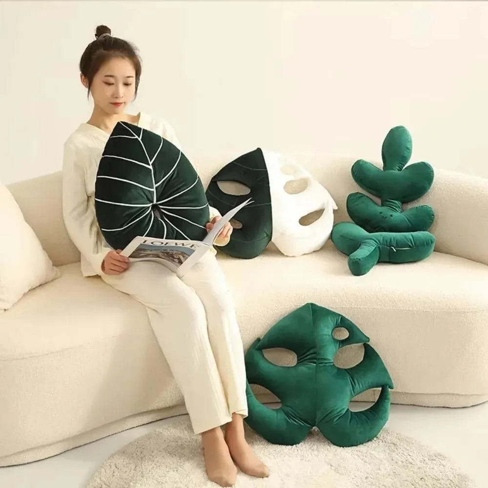 New Cartoon Creative Leaf Plush Toys Back Cushion Doll Green Plant Leaf Adult Pillow Cushion Home Indoor Decor Seat Pad — image 4