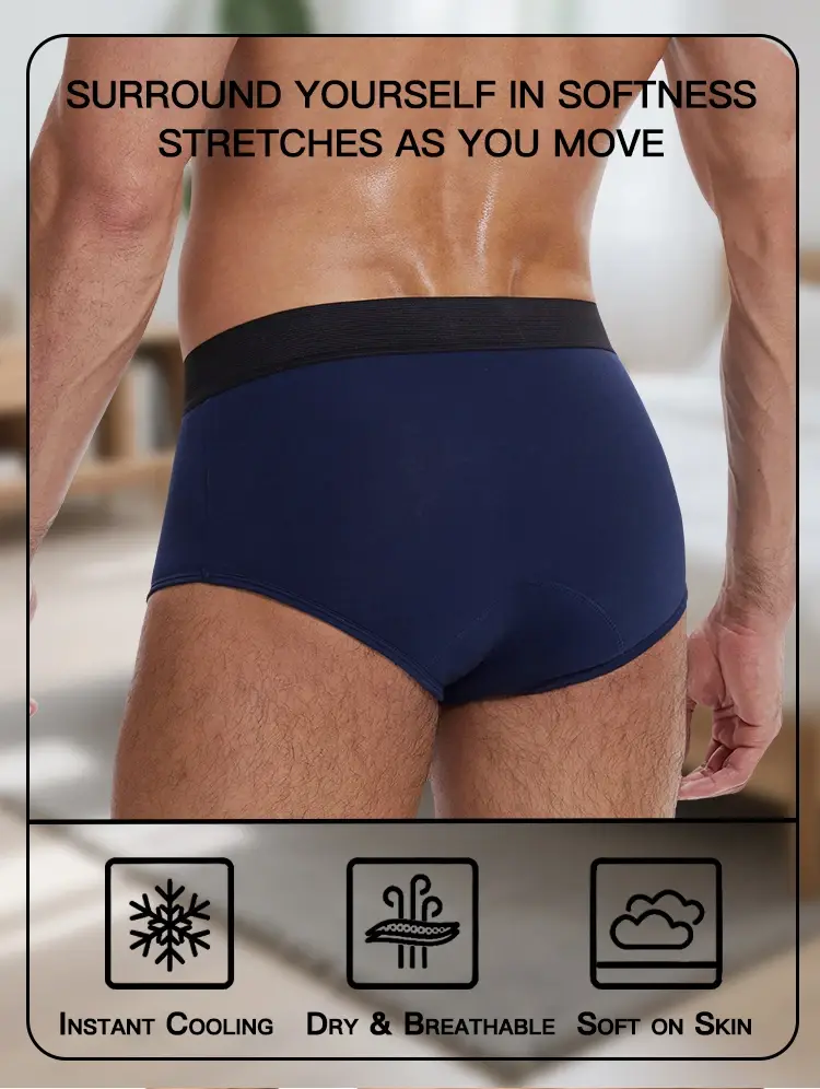 Men's Cotton Incontinence Underwear Physiological Boxer Briefs Four-Layer High Absorption and Leak-Proof Boxer Briefs for Mens — image 3