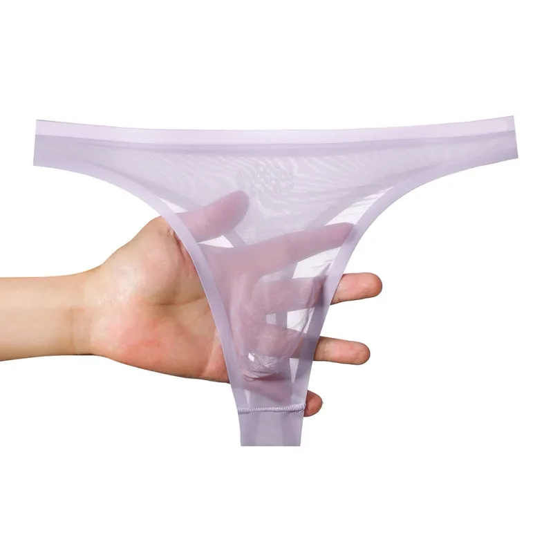 Men's Ultra-thin Ice Silk G-string 3D Bulge Pouch Thong See Through Underwear Low Rise Men Bikini Briefs U Pouch Lingerie — image 16
