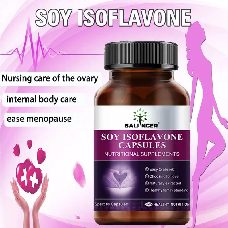 Soy Isoflavone Capsules Women's Health Hormone Balance Menopause Relief Mood Support Non-GMO Female Nutritional Supplement — image 6