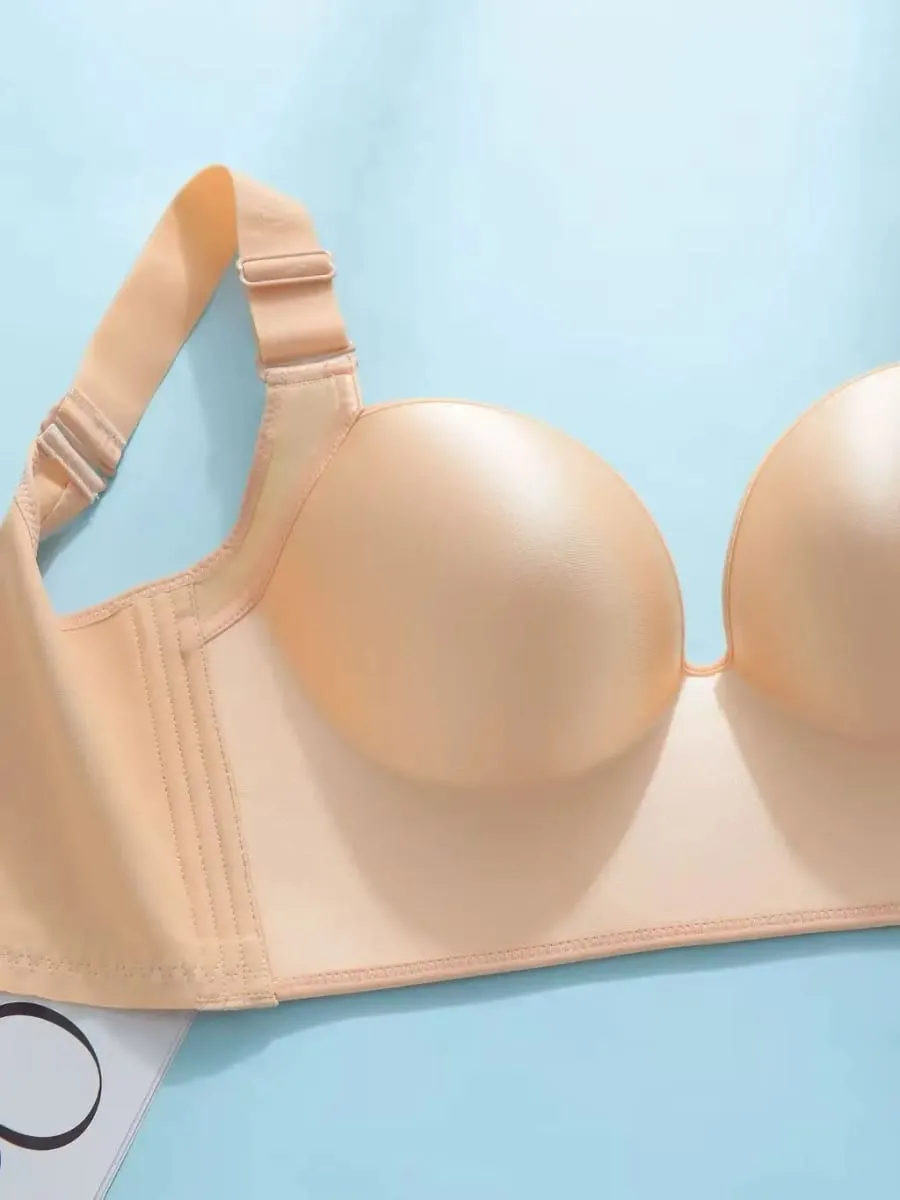 Wireless Push Up Bra for Women Full Coverage Adjustable Plus Size Lingerie C D E Cup 34-48 Solid Color Underwear