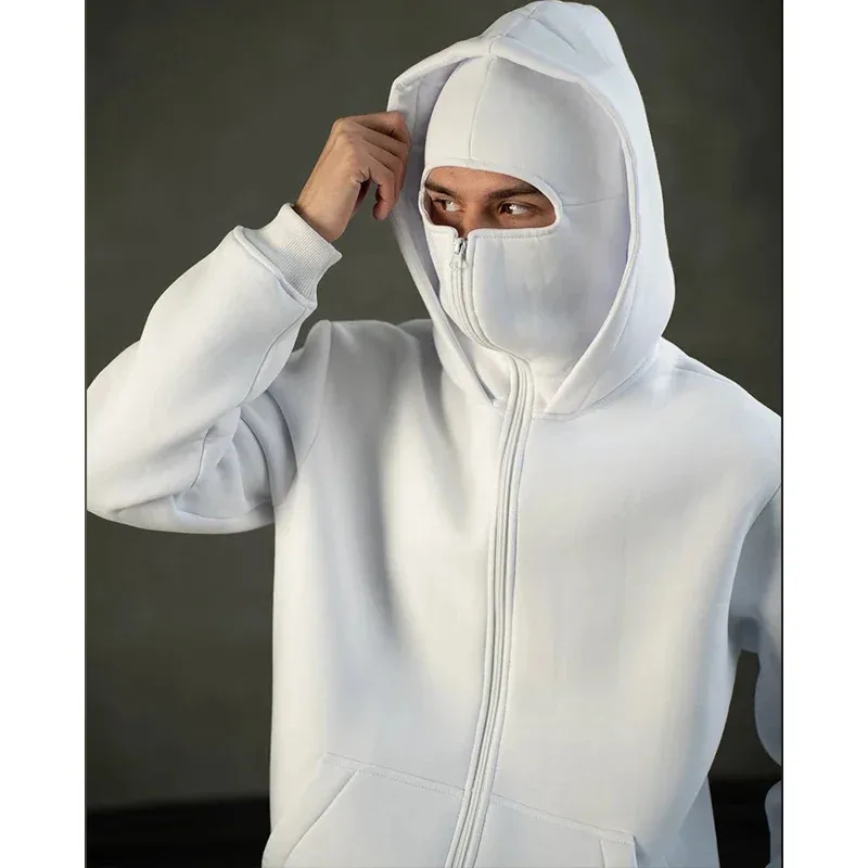 2025 Autumn Men Balaclava Y2K Gothic Harajuku Winter New Item Double Hooded Sweatshirt Men's Hooded Mask Zipper Sportswear Women — image 5