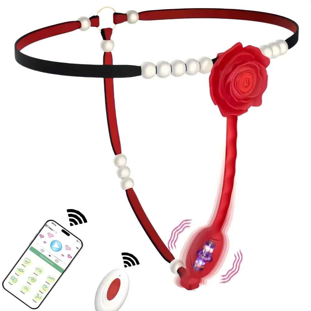 Women Couples Rose Pearl Thong App Wearable Panty Vibrator BDSM Grinding Vibrating Panties Couple Female Adult Sex Toys Games — image 1