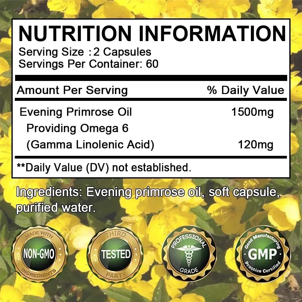 Doplňkové kapsle pupalkového oleje 1500 Mg * 120 kapslí - podporuje hormonální rovnováhu