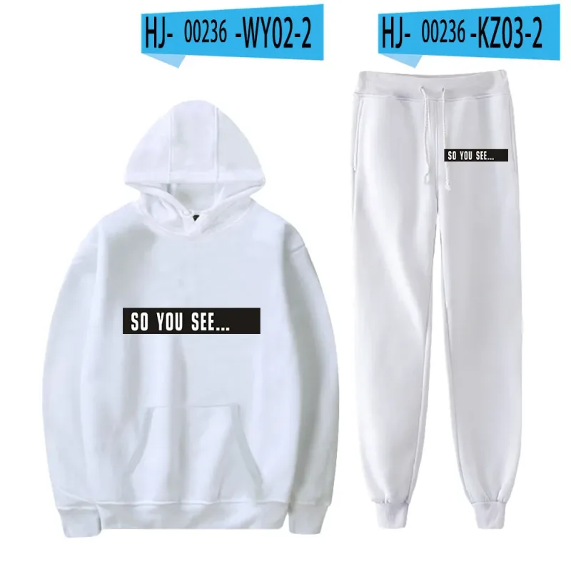 Harajuku Comfortable Funny so you see Print Sweatshirt Sweatpants Suit Men/Women Hoodies+ Trousers Suit Cute 2 Piece Set Clothes — image 1