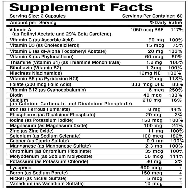 Fórmula super multivitamínica diária masculina de alta potência para mais de 50 anos para o cérebro, olhos e saúde do coração Vitaminas A C D E K B1 a B12 sem glúten — image 6