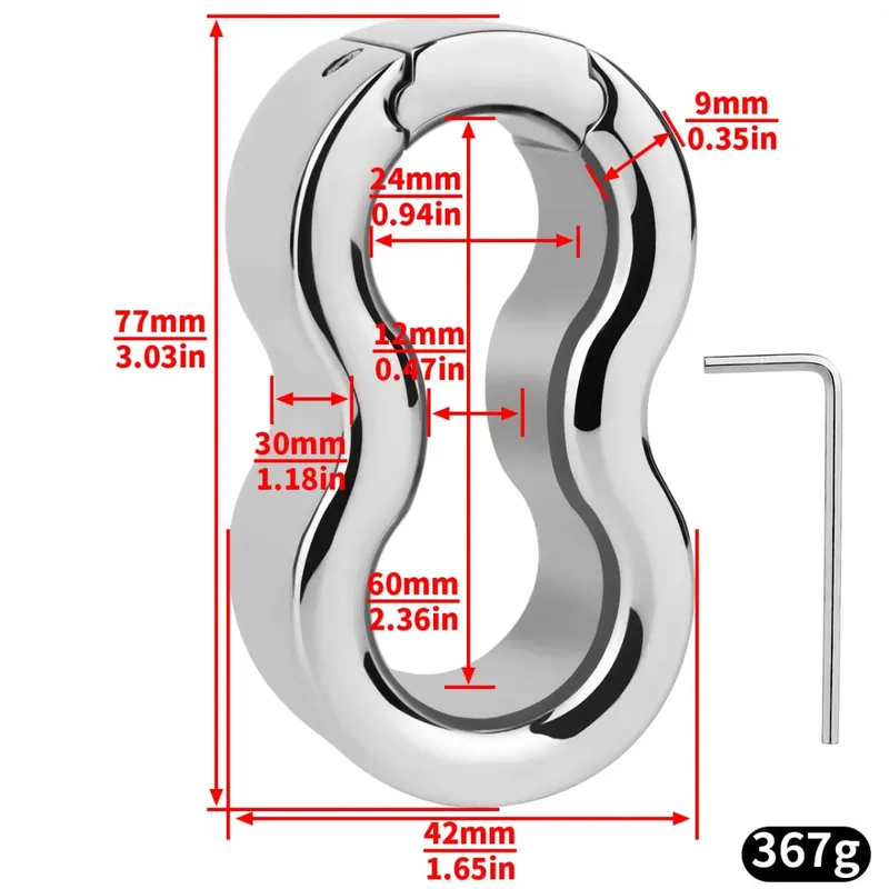 Stainless Steel Weighted Scrotal Ball Ring Metal Penis Lock Ring Scrotum Stretcher Male BDSM Bondage Sex Toy — image 8