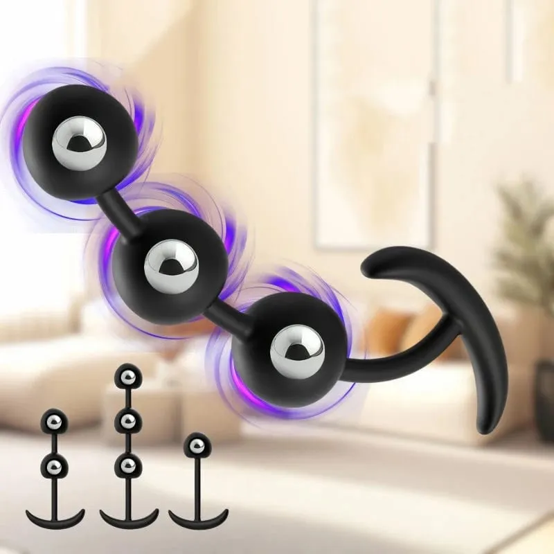 【S】Wearable Anal Plug with Built-In Steel Balls Vaginal Butt Plug Anal Dilator Prostate Massage G Spot Stimulator Adult Sex Toy