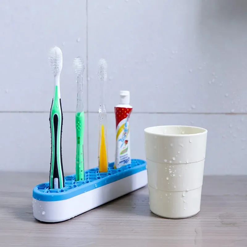 Silicone Makeup Brush Holder Stand Organizer Multifunctional Desktop Storage Rack Hole Design for Brushes Pens Pencils