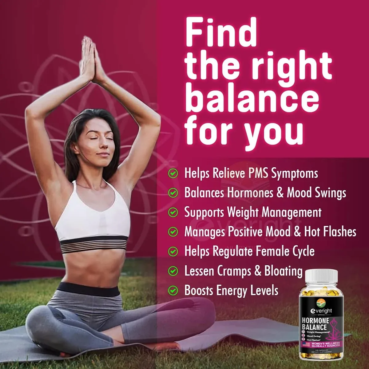 Hormone Balance Capsules for Women Mood Swings Menopause Sleep Anxiety Stress Cortisol Health Supplement — image 4
