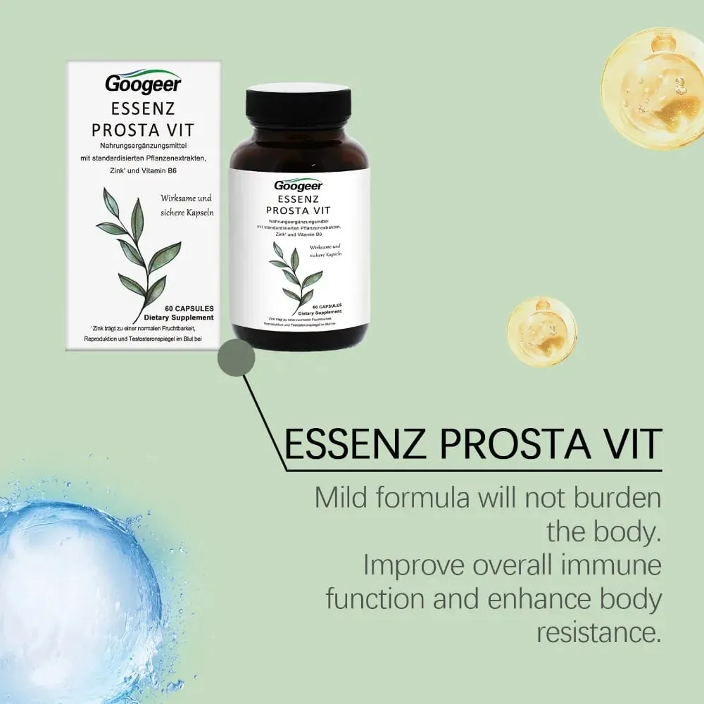 Googeer Men's Prosta Vit Essenz Capsules Bladder & Urinary Tract Health Support with Zinc Vitamin B6 Saw Palmetto 60 Count — image 4