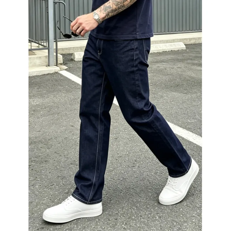 Classic Men Jeans Pure Color Stretch Skinny Man Pants Comfort Denim Straight Fit Minimalist Street High Quality — image 4