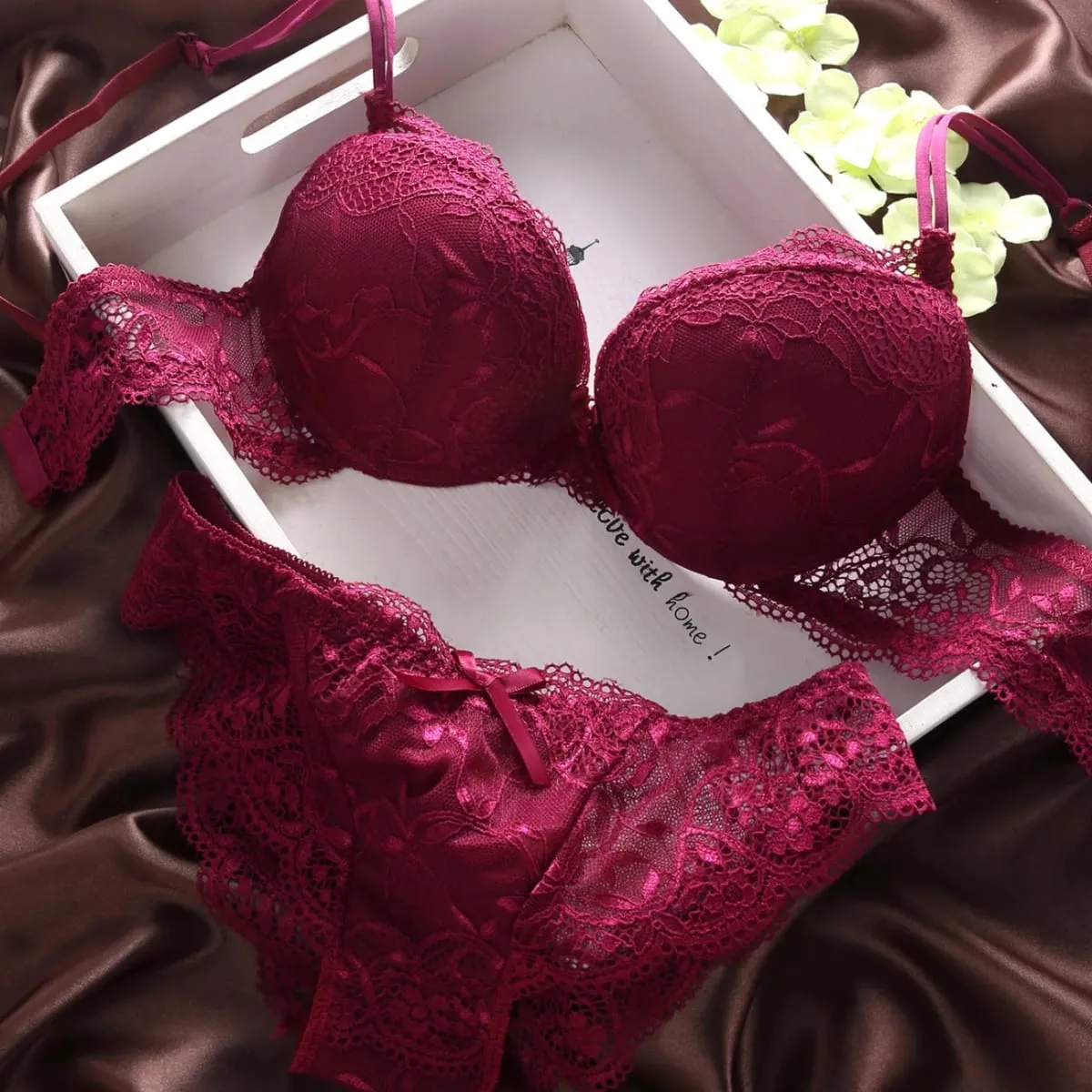Women Lingerie Set Underwire Multi‑Color Lace Bow Design Push Up Bra Panty Set Soft Breathable Comfort Ladies Intimate Underwear — image 6