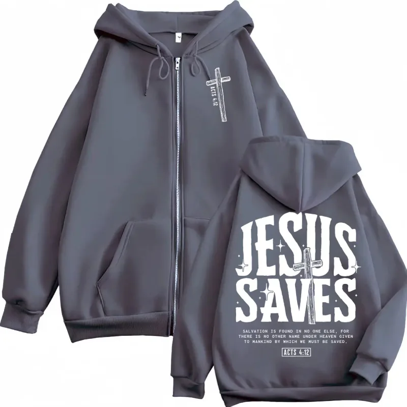 Jesus Christian Bible Verse Zipper Hoodie Men Women Clothing Fashion Aesthetic Zip Up Pullovers High Quality Fleece Sweatshirts — image 3