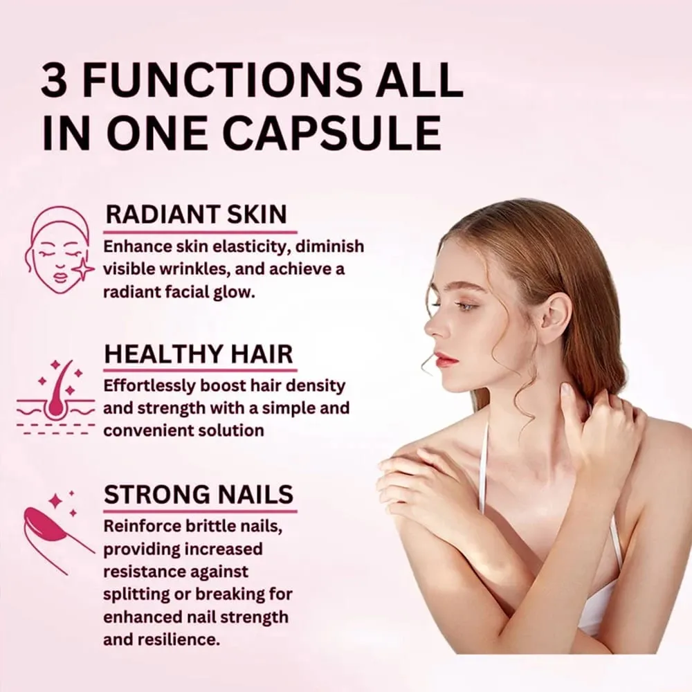 Women Hair Growth Supplement Capsules with Multivitamins Collagen and Biotin for Thicker Fuller Hair Nails and Skin Health — image 2