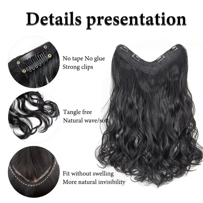 24Inch Synthetic Long Curly Clip on Hair Extension Heat-Resistant Fibers Volume Natural Invisible Hairpiece for Women Daily Use — image 3